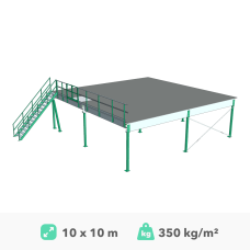 Mezonīna platforma 10x10m, 350kg/m²