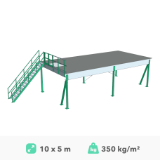 Mezonīna platforma 10x5m, 350kg/m²