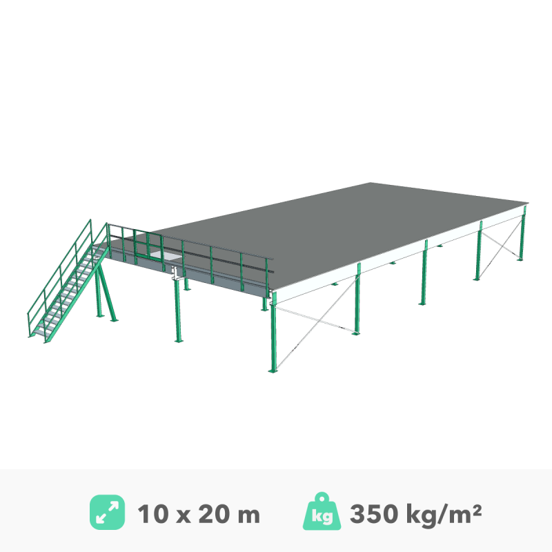 Mezonīna platforma 20x10m, 350kg/m²