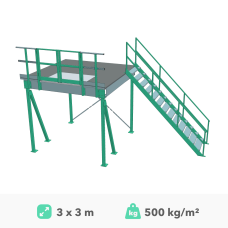 Mezonīna platforma 3x3m, 500kg/m²